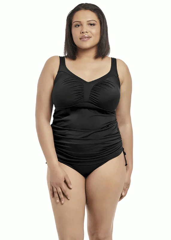 Elomi Essentials Tankini Top with Moulded Cups and Adjustable Side Womens Swimwear in Black