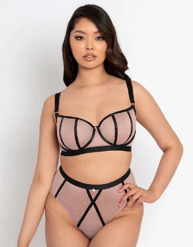 Scantilly Sheer Chic Balcony Bra Black/Mink