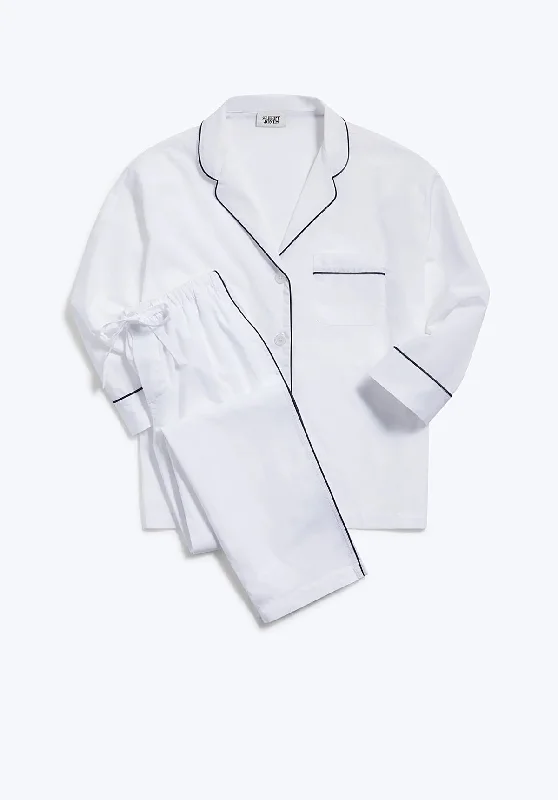 Marina Pajama Set in White Poplin